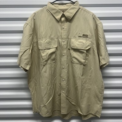 GH Bass Earth Size XL Mens Tan Khaki Short Sleeve Fishing Hiking Utility Shirt