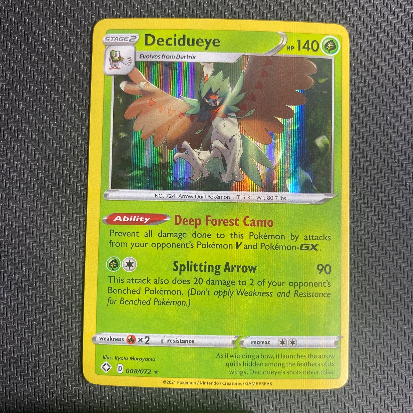 Decidueye Holo Grass Shining Fates 008/072 NM