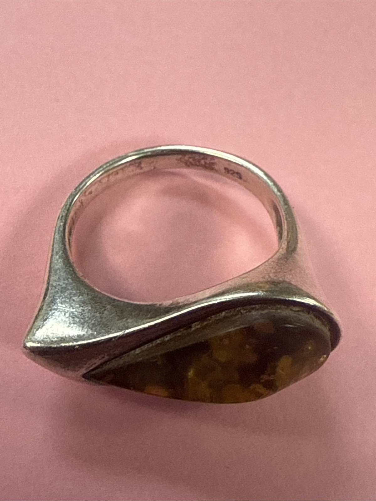Sterling Green Amber ring - image 4