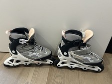 Oxelo Women’s Inline Skates Adjustable Size 35-38 Grey Pink
