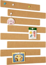Cork Board for Walls - 8 Pack Felt Pin Board Bar Strips - Self-Adhesive Lightwei