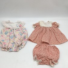 Vtg Baby Girl Sunsuit Floral Romper 6-9mo 2pc Dress W/ Bloomers Baby clothes