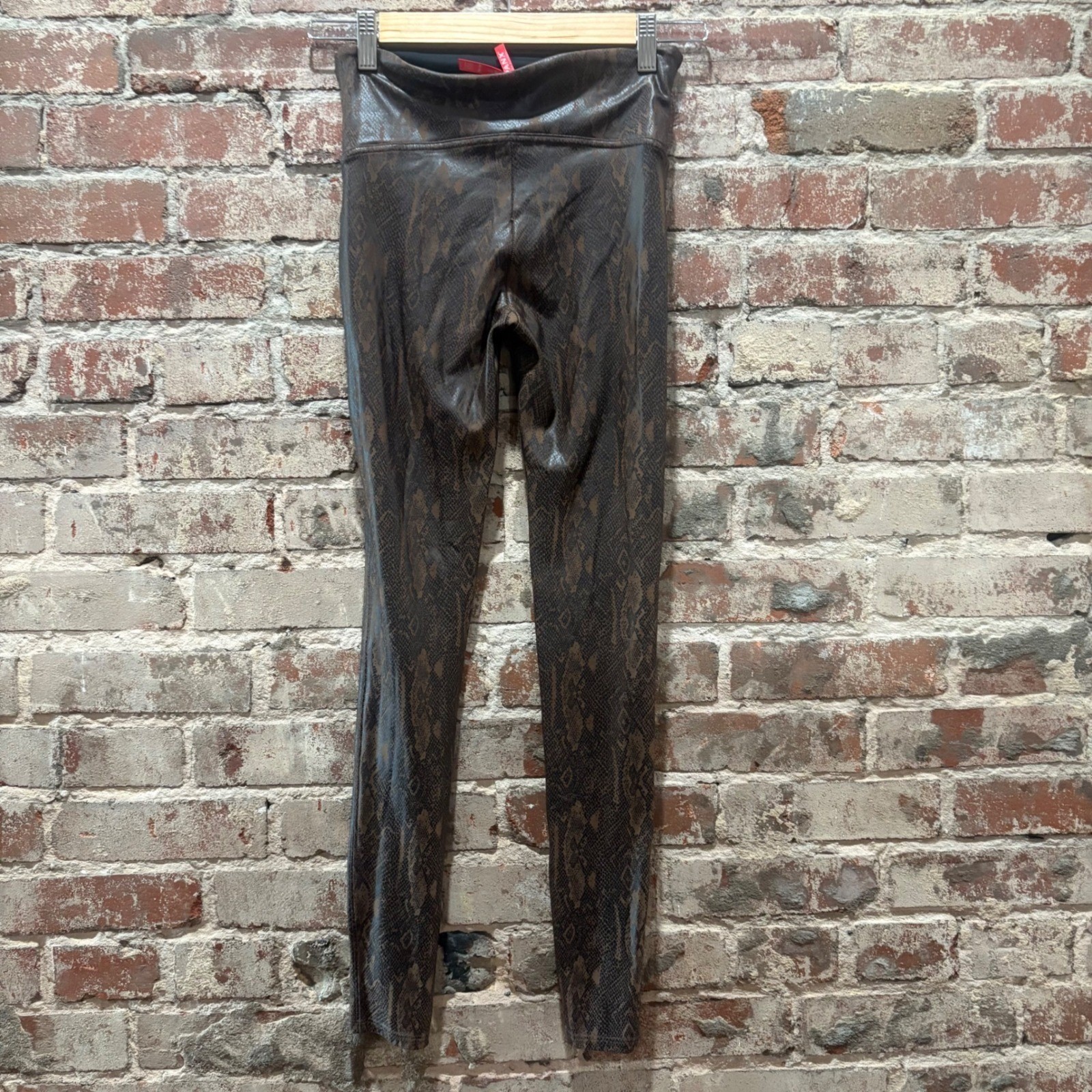 Spanx Faux Leather Python Snakeskin Leggings Brow… - image 5