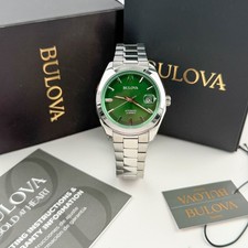 Bulova Surveyor 96B429 Automatic Green Dial Men's Steel Bracelet Watch 39mm