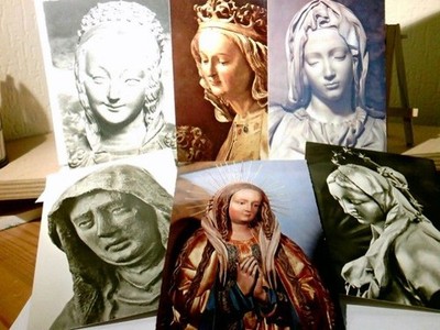 Madonnen. Konvolut 6 x Alte Ansichtskarte / Postkarte s/w u. farbig, 5 x ungel.,