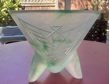 Antique Art Deco Verlys France Pâte De Verre Glass Vase 4.25”H