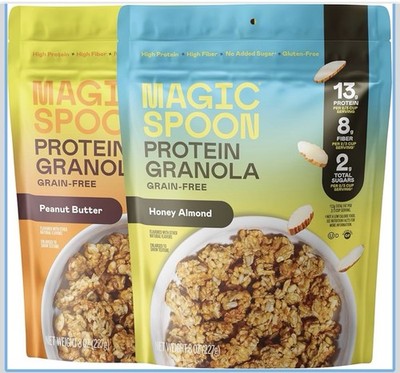 Magic Spoon High Protein Granola Low Sugar 2 Pack Honey Almond & Peanut Butter 