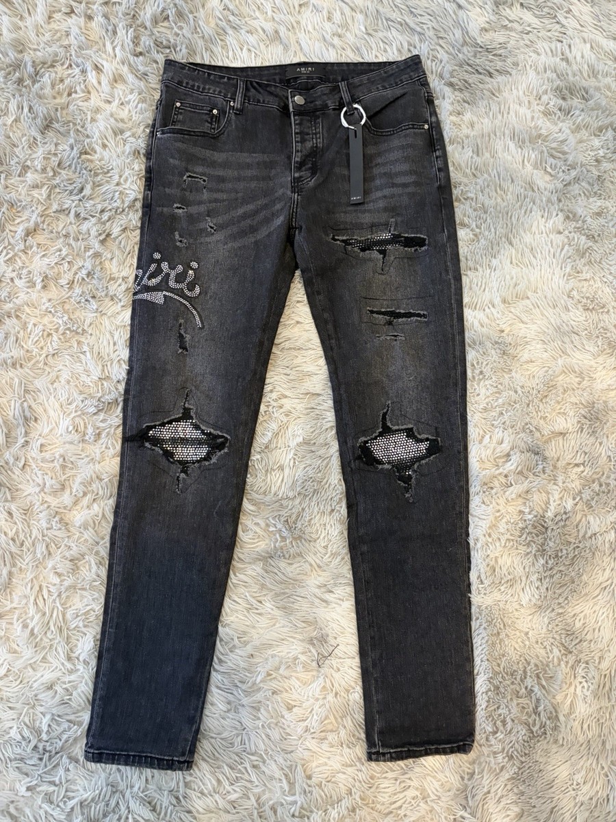 AMIRI Jeans Black Distressed Rhinestone Size 30 | eBay