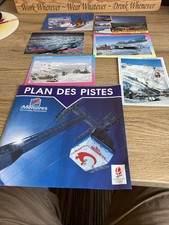 1991 Les Menuires & Val Thorens Ski Piste Plan & 6 Postcards Of Les Menuires
