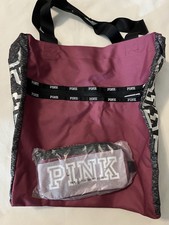 Victoria's Secret Zipper Tote Book Bag Berry Pink color NEW pencil case pouch