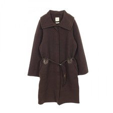 HERMES Stainless collar long coat 42 cashmere Brown Used Women