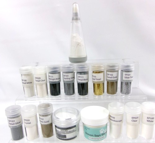 Glitter and Embossing Powders Lot of 17 Assorted Ranger Simon Says Stamp Crafts