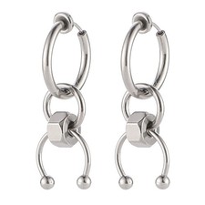 Gothic Faux hoop earrings, No Tarnish Stainless Steel earrings one pair CE04-F