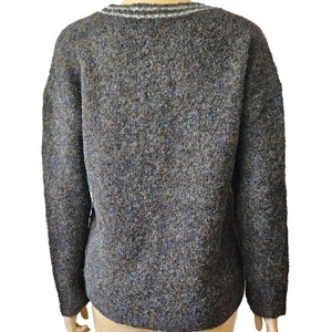 Mystree Women's Long Sleeve V Neck Sweater Pullover Oversized Multicolor back