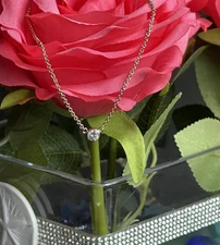 1/4 Ctw Natural Diamond Solitaire Bezel Set Chocker 15” 14k yellow gold 