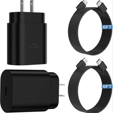 25w Type USB-C Fast Wall Charger 6FT Cable For Samsung Galaxy Type-C lot US 2P 