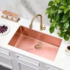 32 Inch Rose Gold Kitchen Sink, 32 x 19 Inch Undermount Single Bowl Kitchen Sink