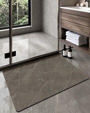 Ultra Thin Bath Mat, Non Slip Quick Dry Rugs, Absorbent Marble Bathmat, 17"x3...