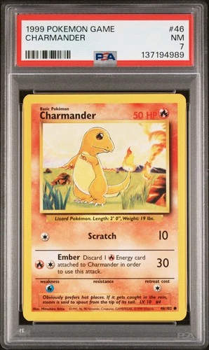 1999 POKEMON BASE SET UNLIMITED #46 CHARMANDER PSA 7