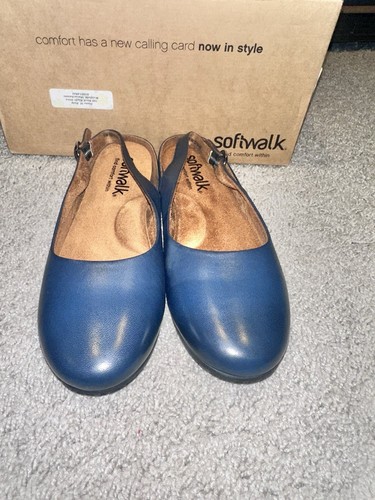 Softwalk Shoes Womens 9 Wide Sandy Slingback Navy Closed Toe Comfort Casual - Picture 2 of 6
