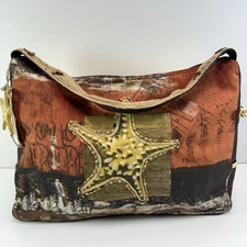 PAUL BRENT Sun & Sand Beach Tote Large Shoulder Zip Top Canvas Bag Starfish NWT