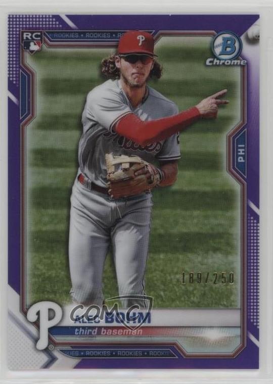 2021 Bowman Chrome Purple Refractor 189/250 Alec Bohm #94 fs9