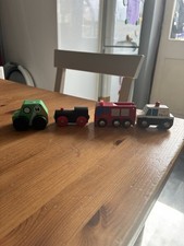4 x Wooden Cars ELC? Vintage? Inc Police Car Fire Engine