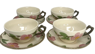 Set Of 4 Vintage Franciscan Desert Rose Teacup / Coffee Cup & Saucer, England