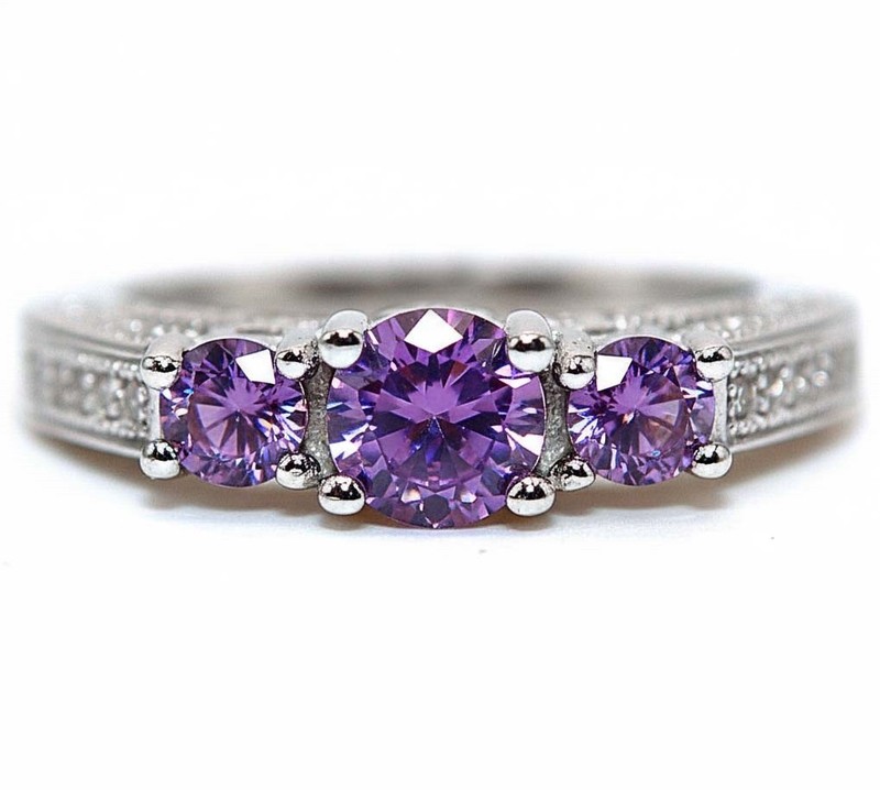 1CT  Amethyst 925 Sterling Silver Ring Sz 6 MM5-4