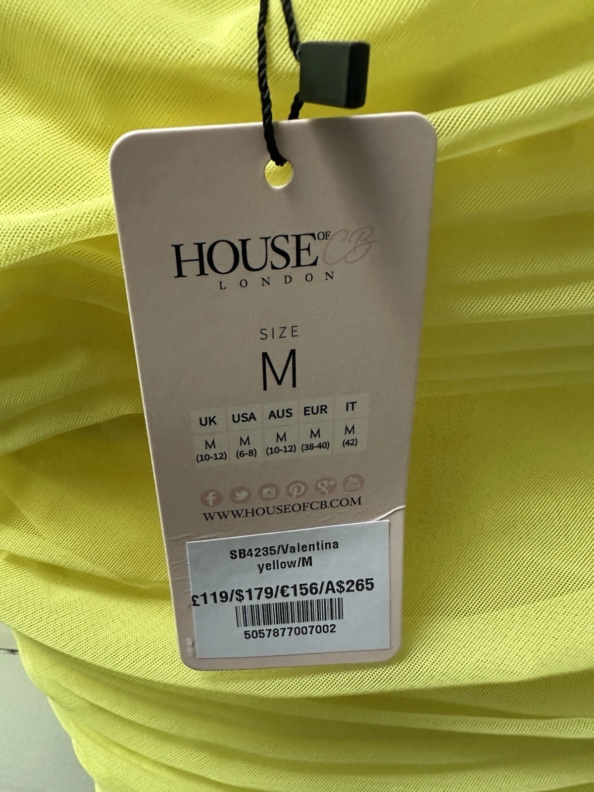 VALENTINO Ho of CB Valentina Chartre Mini Abito a Maglia in Organza Increspato Manica Lunga M