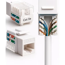Cat5E Keystone Ethernet Wall Jack Punch down UTP 45-Degree (Easier Termination t