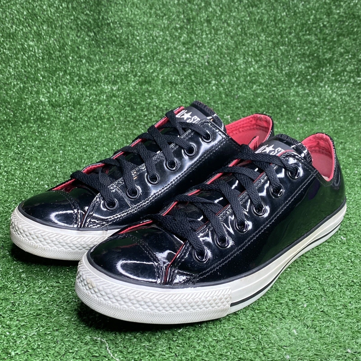 tåge Strengt Afdeling Converse All Star Chuck Taylor Low Patent Leather Black Red Size 7 Men 9  Woman | eBay