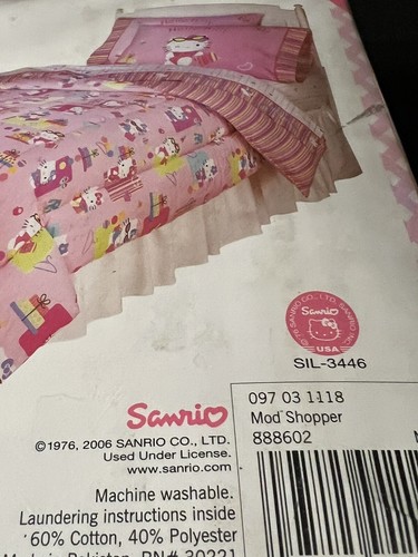 Hello Kitty Full Sheet Set 2006 Vintage Bedding Home Fashion Hello Kitty NEW - Picture 15 of 19