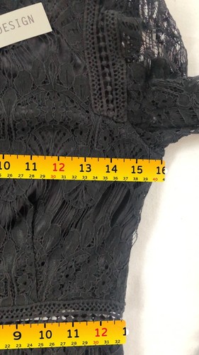 NWT Black Illusion Lace Midi Sheath Dress Small Whimsy Goth Crochet Hem/Cuffs - Picture 10 of 12