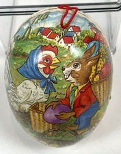 Vintage Paper Mache Easter Candy Container Egg 4"x3" Chicken Bunny Germany