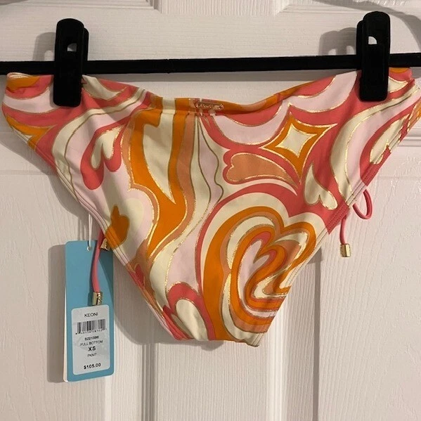 Traje de baño Beach Bunny parte inferior completa estampado retro corbata lateral bikini XS Foto 2 de 4