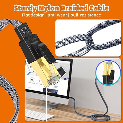Ethernet Cable CAT8 40Gbps 2000MHz FFTP Network Nylon Braided RJ45 Patch Cord - 第 19/76 張圖片