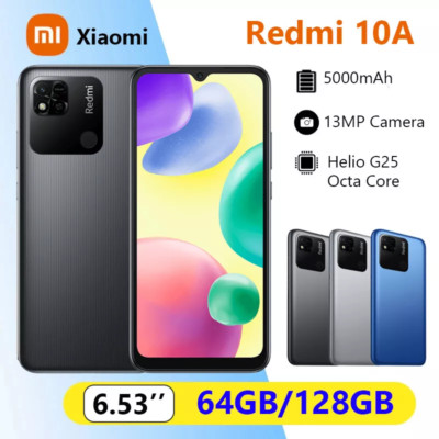 Xiaomi Redmi 10A Unlocked-Dual SIM-64/128GB RAM-6.53''-Mediatek MT6762G Helio G25