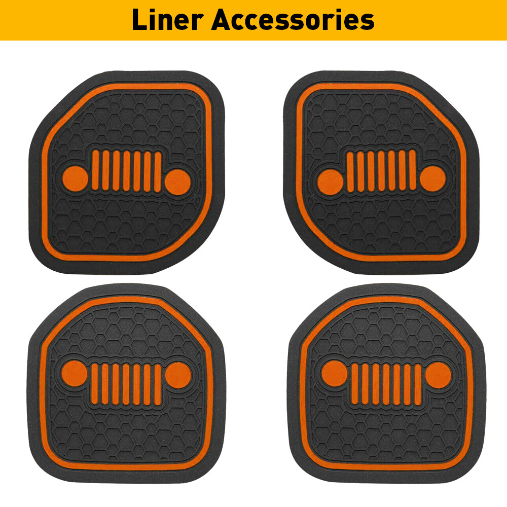 Cup Holder Accessories Liner Insert Orange Trim 2018-22 For Jeep Wrangler JL JLU
