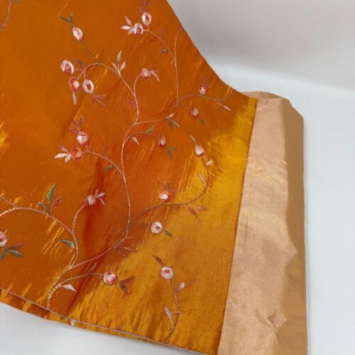 Set of 6 Chinese Silk TABLE PLACEMATS & CHOPSTICKS Orange & Flowers - Nearly New - Picture 2 of 7