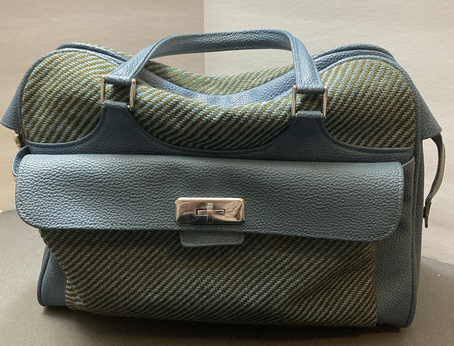 Samsonite Saturn Blue Tweed Vinyl Carry-On Bag Vintage No Key