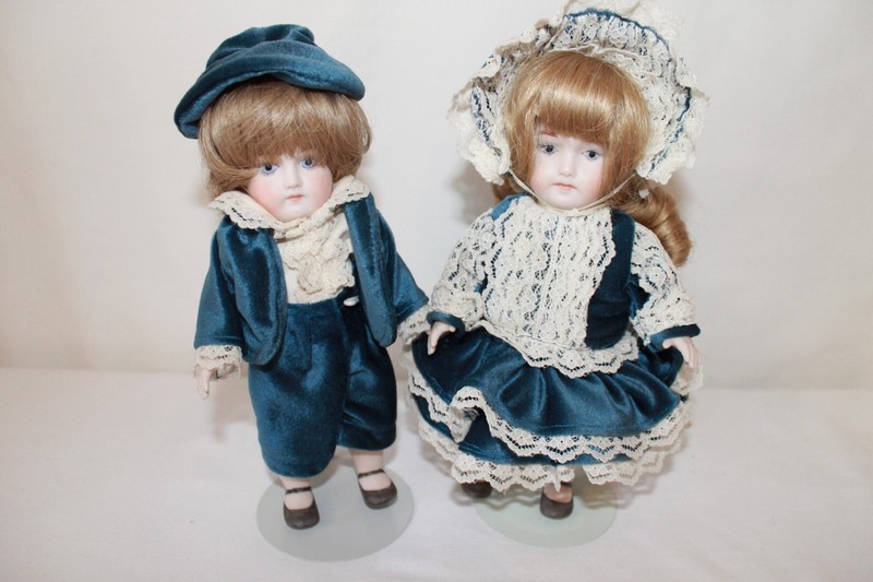 8 inch Boy and Girl Dolls Made in Germany in 1978 w/Stands