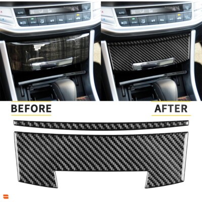 2Pcs Real Carbon Fiber Central Storage Box Cover Trim For Honda Accord 2014-2017