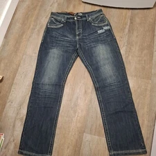 Y2K NWT Ablanche Mens Distressed Wing Embroidered Denim Jeans W36 L34
