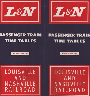 1965 L&N The Dixie Line Louisville & Nashville RR Zeitplan mit Karte