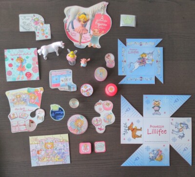 Prinzessin Lillifee Set 13tlg Memory Puzzle 3 Figuren Yoyo Box Krone Spitzer NEU