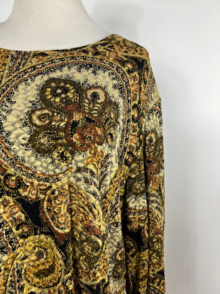 1X Camisa Top Laura Ashley Negra Marrón Cachemira Viaje Elastizada Manga Larga 1X Foto 3 de 4