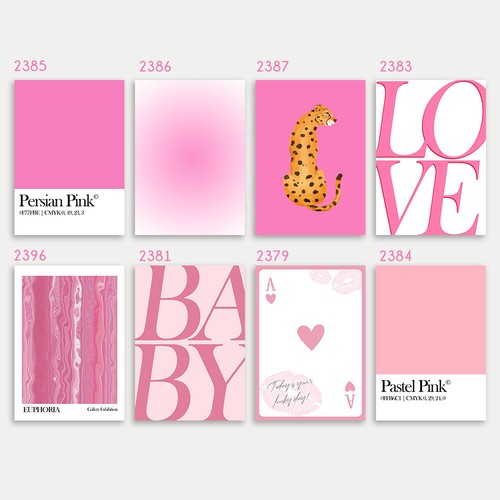 Pink Gallery Wall Prints Poster Eceletic Wall Art Trendy Wall Home Decor Quirky - Picture 4 of 29