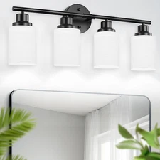 4 Lights LED Black Modern Vanity Light For Bathroom Mirror Wall Lamp Fixture