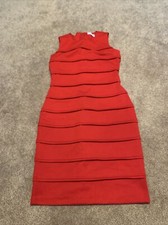 Womens Calvin Klein Red Dress Size 4 Sleeveless Zip Back
